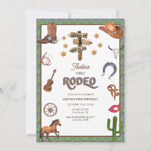 Thème Rodeo 1er anniversaire Invitations