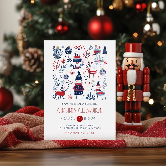 Thème scandinave Noël Invitation
