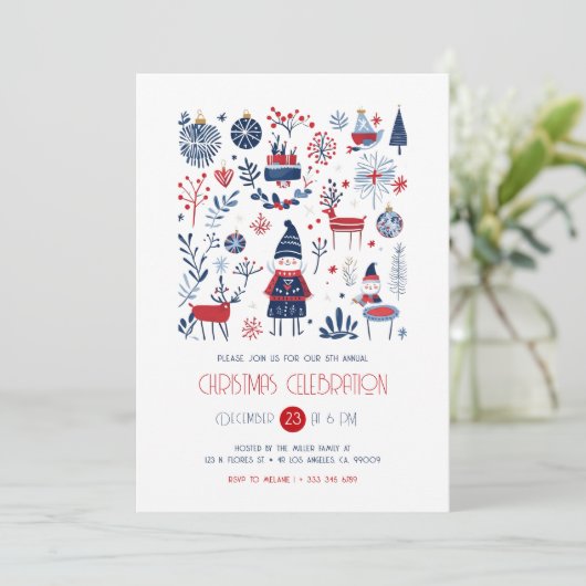 Thème scandinave Noël Invitation (Debout devant)