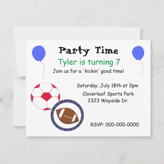 Thème Sport Anniversaire Fête Invitation (Devant)
