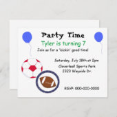 Thème Sport Anniversaire Fête Invitation (Devant / Derrière)