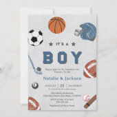 Thème Sport gai Baby Boy Shower Invitation (Devant)