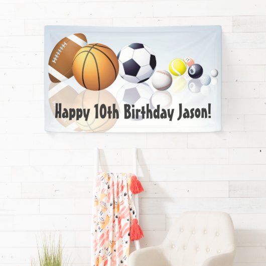 Thème sportif Bannière d'anniversaire (En situation)