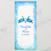 Thème Tortue de mer Carte Menu Personnalisée | Ble (Dos)