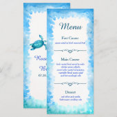 Thème Tortue de mer Carte Menu Personnalisée | Ble (Devant / Derrière)