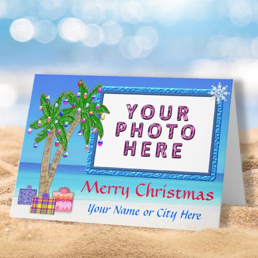 Thème tropical "Ajouter une carte de Noël photo"