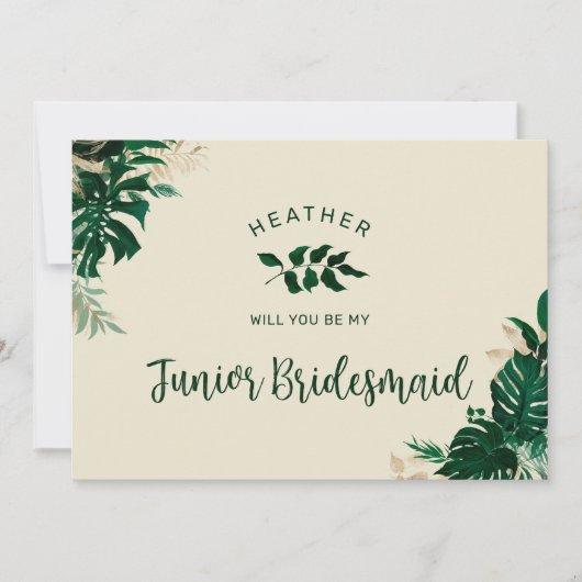 Thème Tropical tendance Jr. Bridesmaid Carte de pr (Devant)