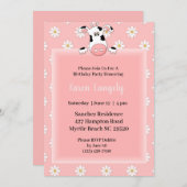 Thème Vache Invitation Anniversaire de enfant (Devant / Derrière)