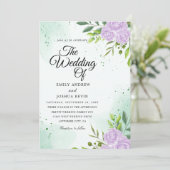thème vert et invitation à un mariage violet (Debout devant)