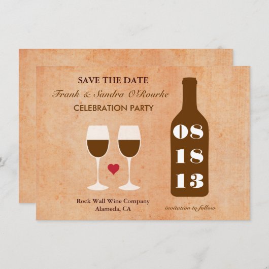 Thème Vin Enregistrer la carte Date (Devant / Derrière)