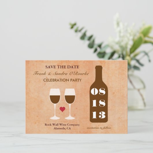 Thème Vin Enregistrer la carte Date (Debout devant)