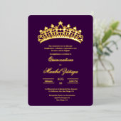 Thème violet Quinceanera Foil Invitation (Debout devant)