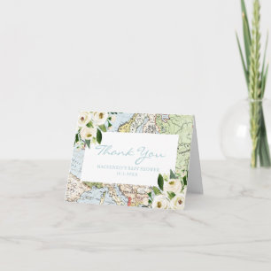 Thème Voyage Baby shower Carte Bleue Merci