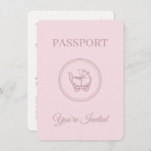 Thème Voyage Baby shower Pink Passport Invitation (Devant / Derrière)