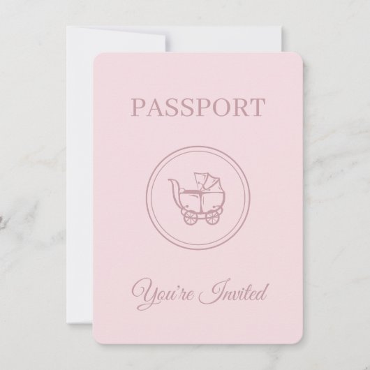 Thème Voyage Baby shower Pink Passport Invitation (Devant)