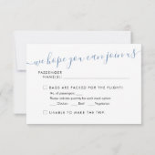 Thème Voyage Carte du monde bleu carte RSVP (Dos)