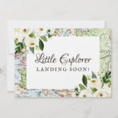 Thème Voyage Floral Carte Baby shower Mini Signe (Devant)