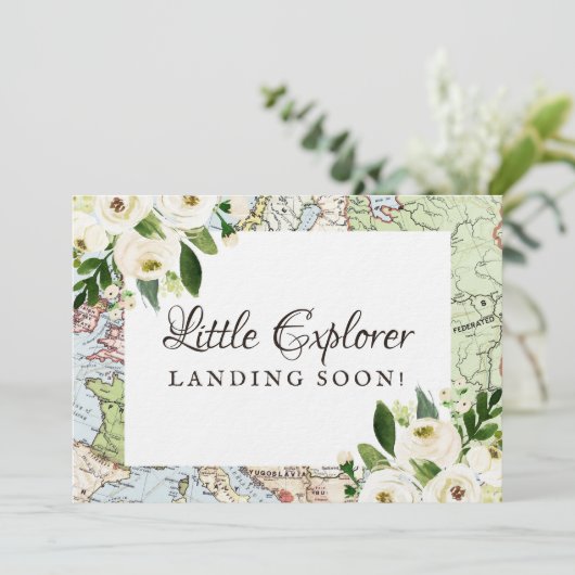 Thème Voyage Floral Carte Baby shower Mini Signe (Debout devant)
