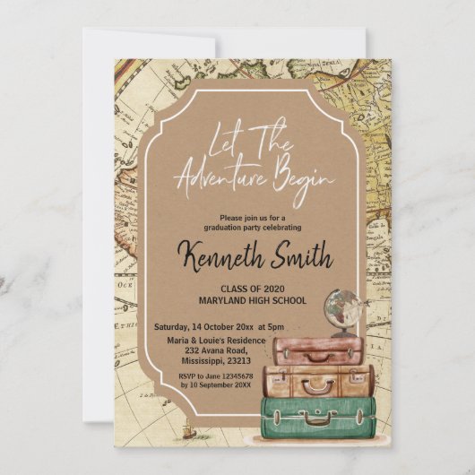 Thème Voyage Graduation Party Invitation (Devant)