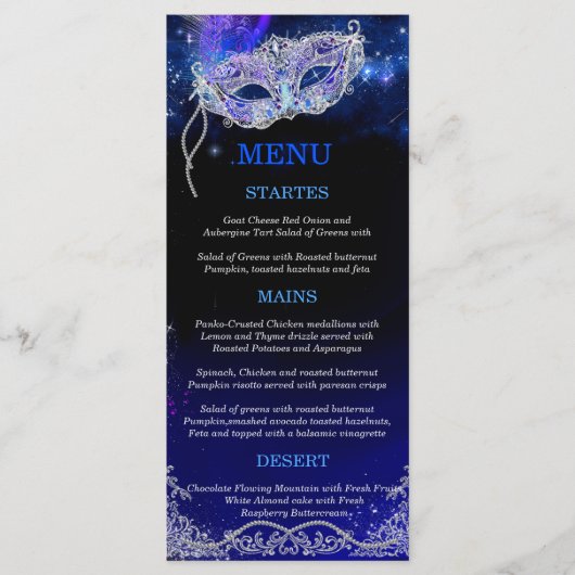 Thèmes modifiables pour carte de menu de soirée ma (Devant)