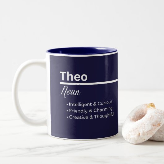 Theo Boy Personalized Name Definition Mug (Avec donut)