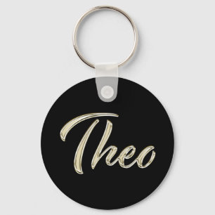 Theo Name whitegold Button Schlüsselanhänger Sleutelhanger