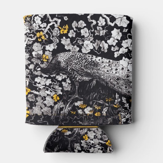 Theo Van Hoytema Retro Peacock Clip Art Black en Blikjeskoeler (Achterkant)