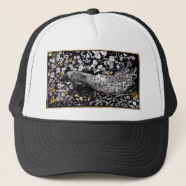 Theo Van Hoytema Retro Peacock Clip Art Black en Trucker Pet