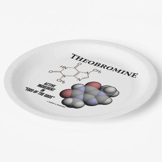 Theobromine Chocolade Molecule Actieve Ingrediënt Papieren Bordje (Gekanteld)