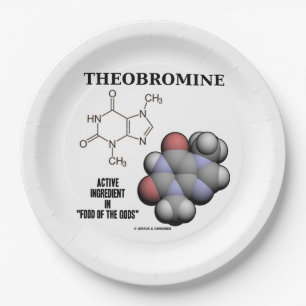 Theobromine Chocolade Molecule Actieve Ingrediënt Papieren Bordje