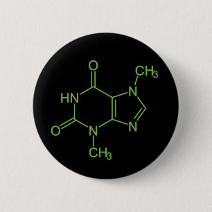 Theobromine Chocolademolecuul Chemisch Diagram Ronde Button 5,7 Cm