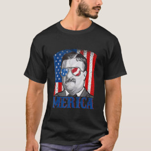 Theodore Roosevelt 4 juli Mannen Amerikaanse vlag  T-shirt