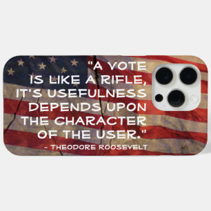 Theodore Roosevelt citaat over vlag achtergrond iPhone 15 Pro Max Hoesje