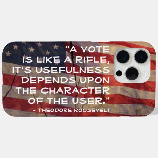 Theodore Roosevelt citaat over vlag achtergrond Case-Mate iPhone Case (Achterkant (horizontaal))