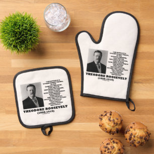 Theodore Roosevelt Dare Mighty Avice Quote Ovenwant & Pannenlap Set