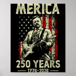 Theodore Roosevelt Gitaar spelend Rock N Roll Poster