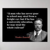 Theodore Roosevelt over onderwijs en spoorwegen Poster (Voorkant)