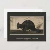 Théophile Steinlen, Black Cat Arching it back Briefkaart (Voorkant / Achterkant)