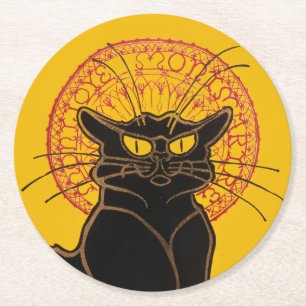 Theophile Steinlen - Le Chat Noir  Ronde Kartonnen Onderzetter