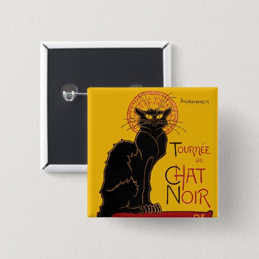 Theophile Steinlen - Le Chat Noir  Vierkante Button 5,1 Cm (Voorkant /achterkant)