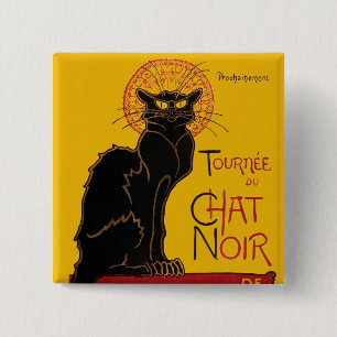 Theophile Steinlen - Le Chat Noir Vintage Vierkante Button 5,1 Cm