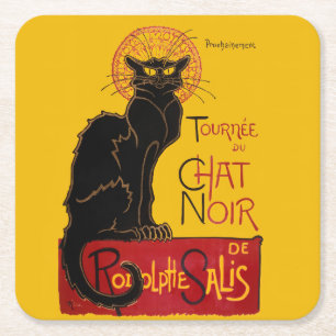 Theophile Steinlen - Le Chat Noir Vintage Vierkante Kartonnen Onderzetter