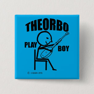 Theorbo Play Boy Vierkante Button 5,1 Cm
