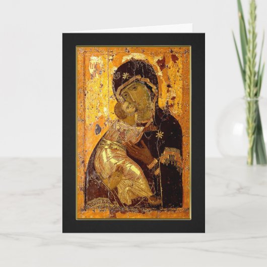 Theotokos de Vladimir Carte Plidée de Noël (Devant)