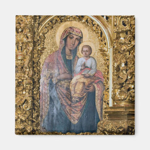 Theotokos en Christ Child in  Goud Lijst Magneet