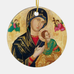 Theotokos en Christus Kind met Engelen Icoon Keramisch Ornament