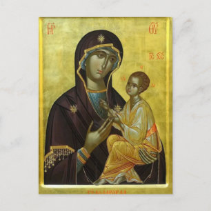 Theotokos en de Christ Child Gold achtergrond Briefkaart