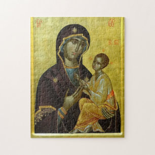 Theotokos en de Christ Child Gold achtergrond Legpuzzel