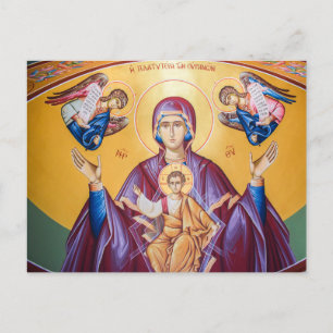 Theotokos en het Christuskind met engelen Icoon Briefkaart