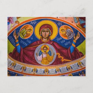Theotokos en het Christuskind met engelen Icoon Briefkaart
